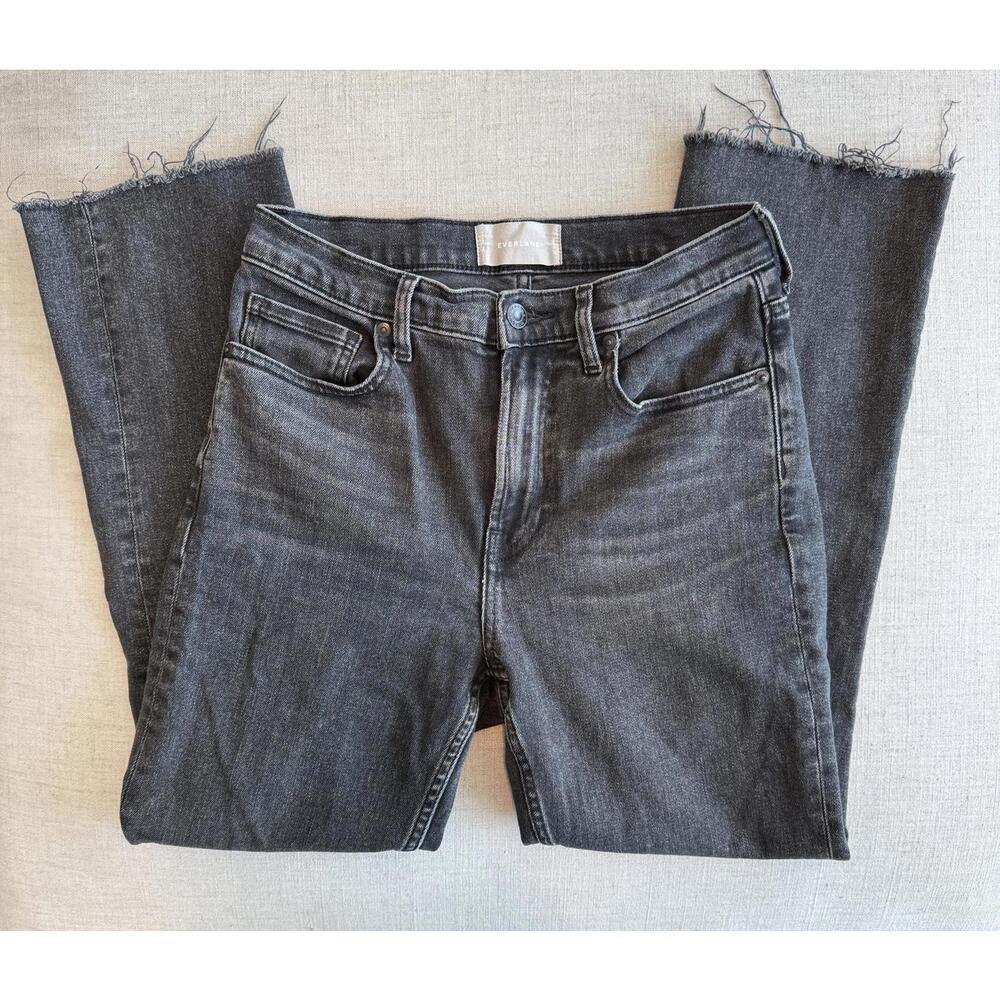 Everlane High Rise Kick Crop Jeans Washed Black Size 27 - Picture 2 of 5